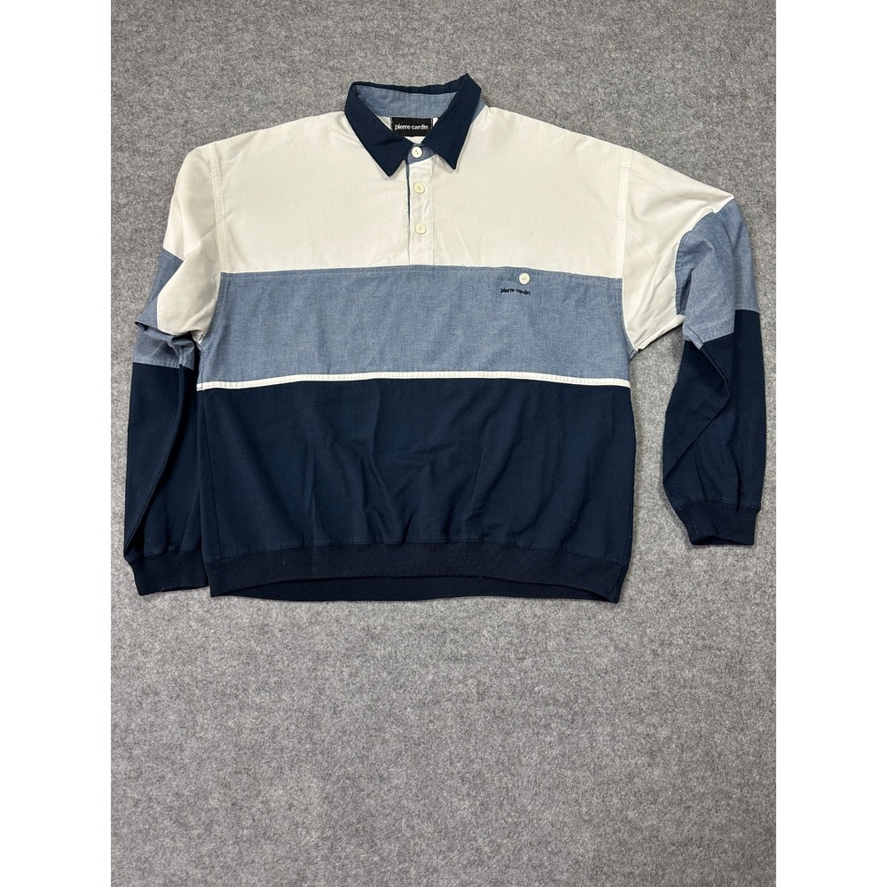 Pierre Cardin Rugby Shirt Mens Large Multicolor Colorblock Knit - Picture 1 of 7